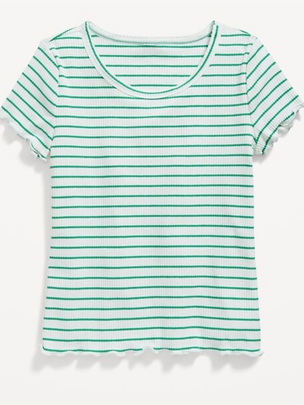 Old Navy White Tee with Green Stripes Girls' Short Sleeve